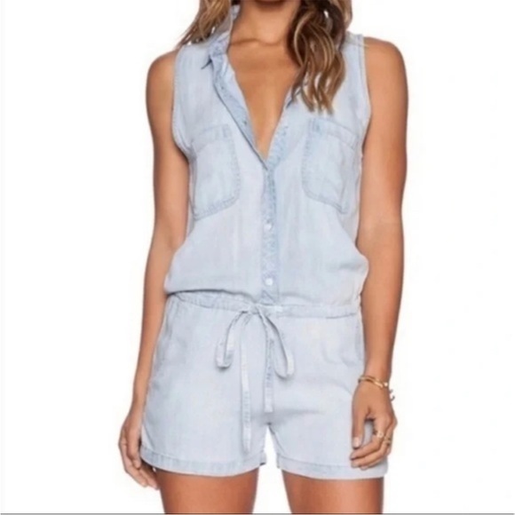Rails Fiona Chambray Sleeveless Light Denim Romper XS - Picture 2 of 5